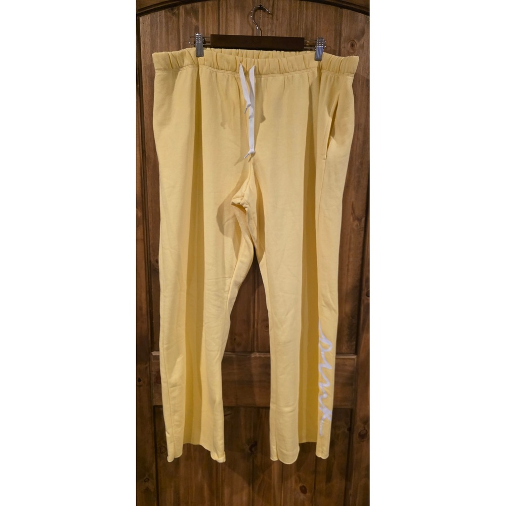 PINK Victoria's Secret Boyfriend Pant Women XXL Yellow New Fleece Sweatpants
